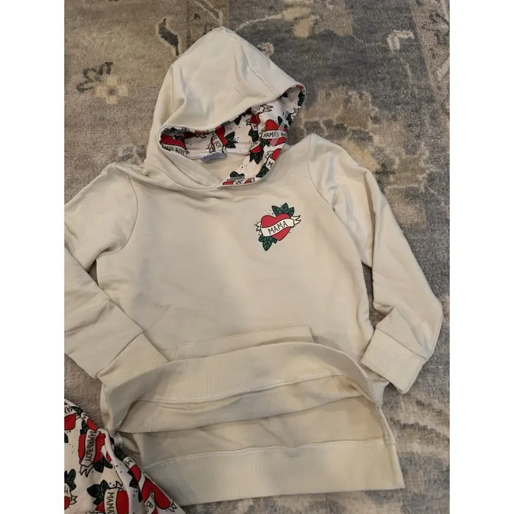 Bums And Roses Mama's Boy 2 Piece Hoodie Jogger Set 5/6 NEW